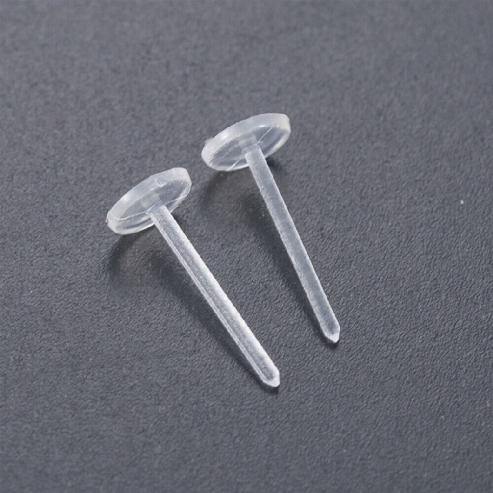 50x Clear Plastic Stem Anti-Allergy Ear Stud Replacement Earring Stoppers