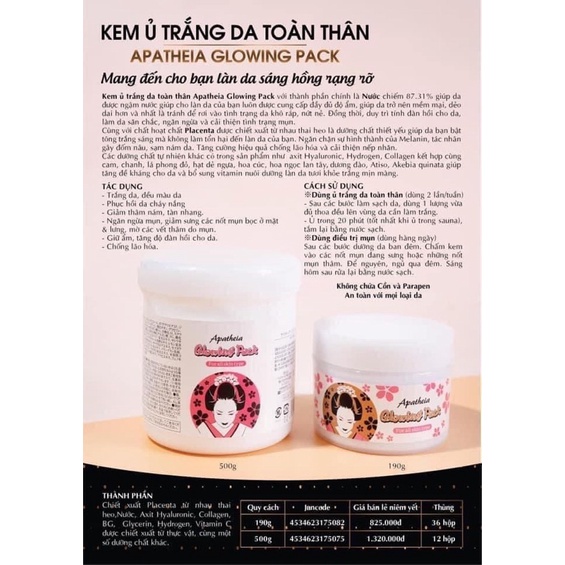 Kem Ủ Trắng Da Apatheia Glowing Pack Cô Gái Nhật Bản