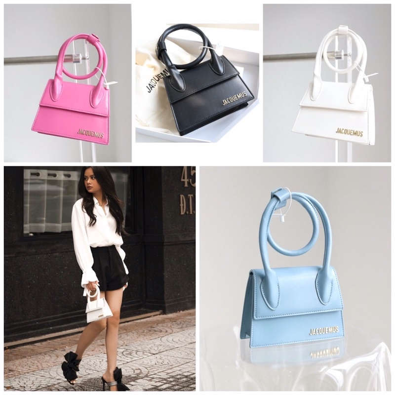Jacqmus quai xoắn  ✔️hàng fullbox,túi vải hãng xịn xò ✔️4 mầu: Đen,Trắng,Hsen & Xanh ✔️kèm quai đeo dài tháo rời đc
