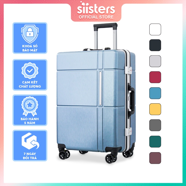 Vali Kéo Du Lịch Khung Nhôm Khoá Sập Hải Quan TSA Cao Cấp Chống Va Đập Trầy Xước Siêu Nhẹ Đàn Hồi Size 20 24 26 INCH