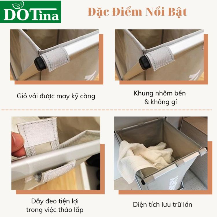 Giỏ đựng quần áo giặt nhiều ngăn phân loại quần áo Dotina GD01