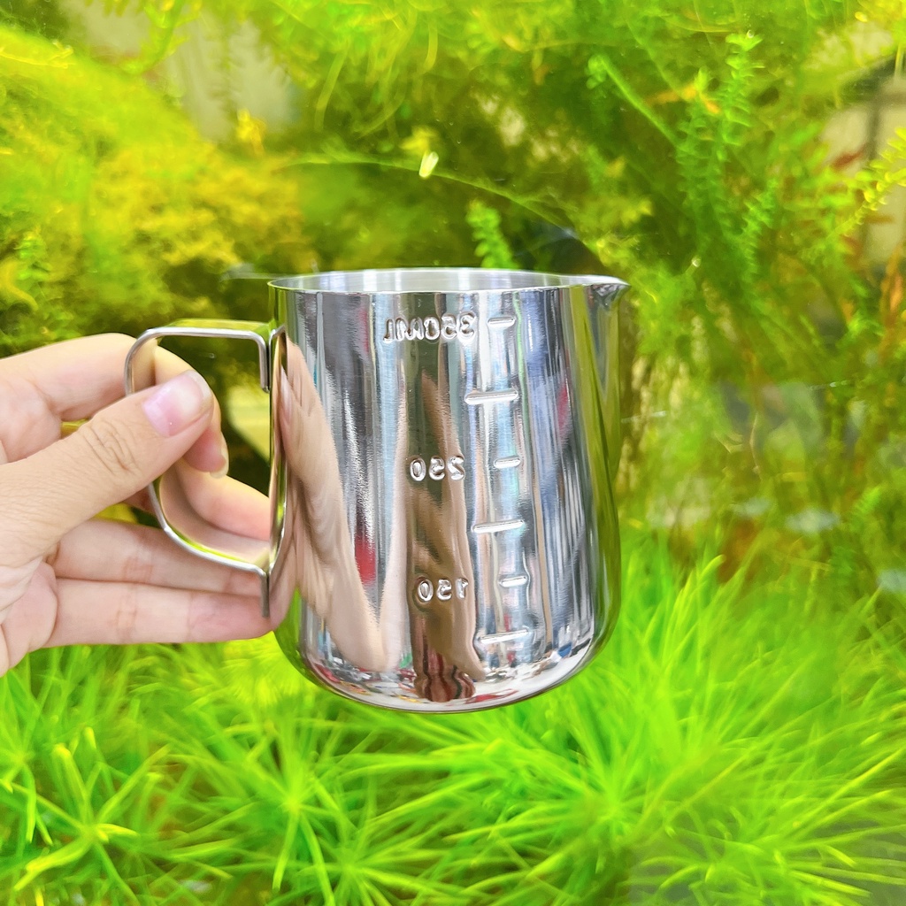 Ca đánh sữa Cốc ca đánh sữa inox - Ca inox có mỏ có vạch định lượng tiện lợi đủ size