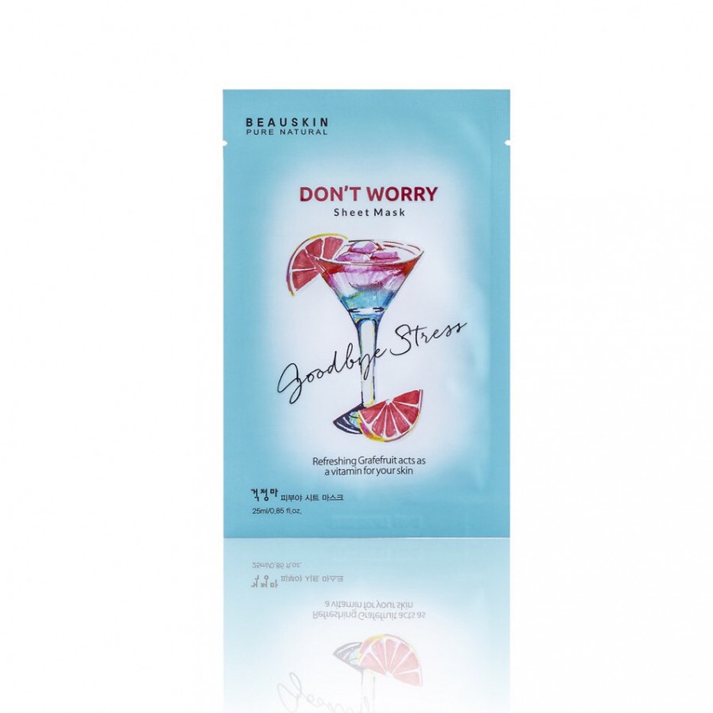 Mặt nạ chống oxy hóa cấp nước bù khoáng dưỡng mềm da trắng mịn Beauskin Don't Worry Sheet Mask, Hàn Quốc 25 ml