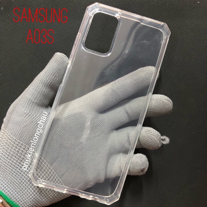 Ốp Lưng Samsung A03s Chống Sốc Viền Vuông Bảo Vệ Camera Dẻo Trong Suốt