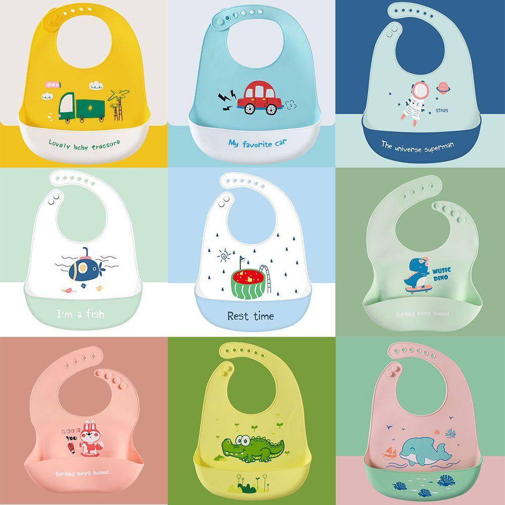 Yếm Ăn Chống Thấm Nước In Họa Tiết Thú Hoạt Hình Cho Bé Sơ Sinh LAYOR1