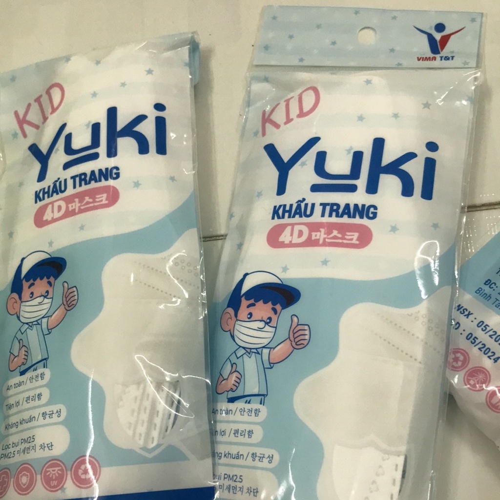 Khẩu trang kháng khuẩn trẻ em 4D Yuki công nghệ nhật bản (6c/bịch)