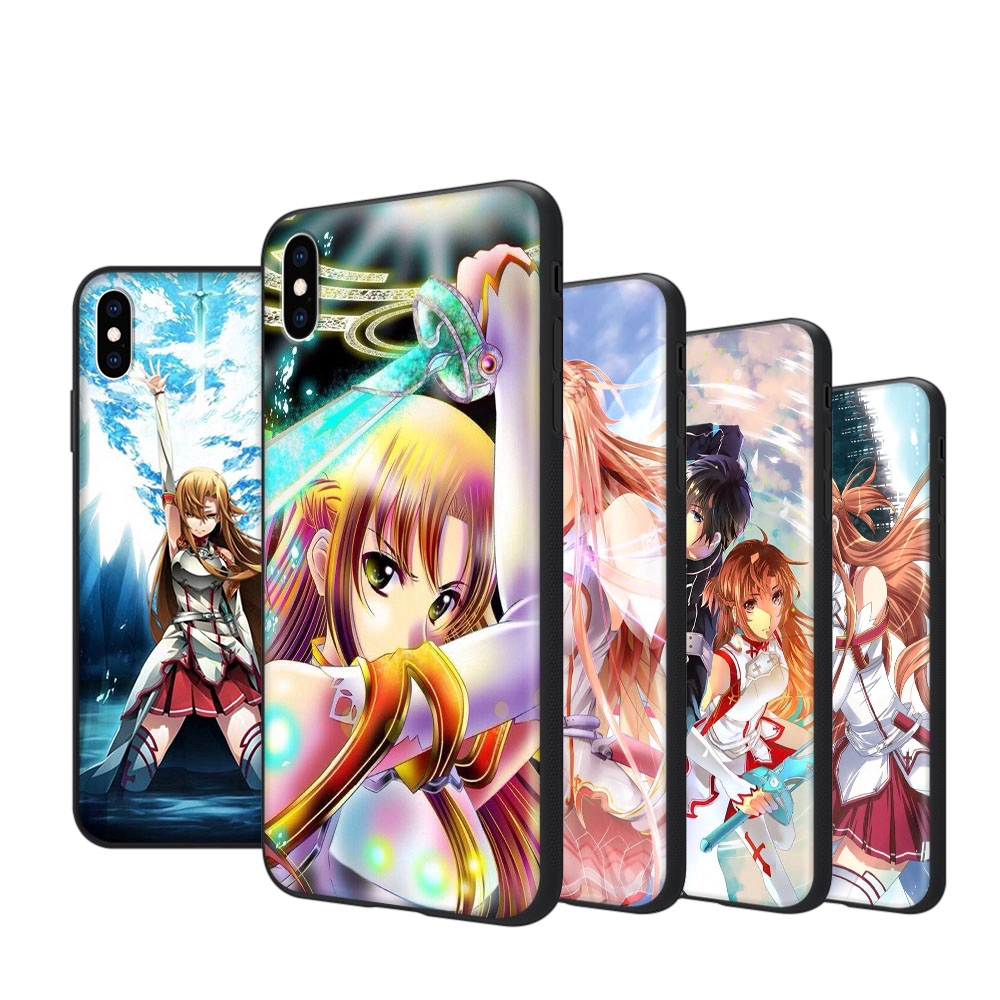 Ốp điện thoại silicon dẻo in hoạt hình Sword Art Online Asuna cho iPhone 5 5S 6 6S Plus 7 8 SE X XR XS Max