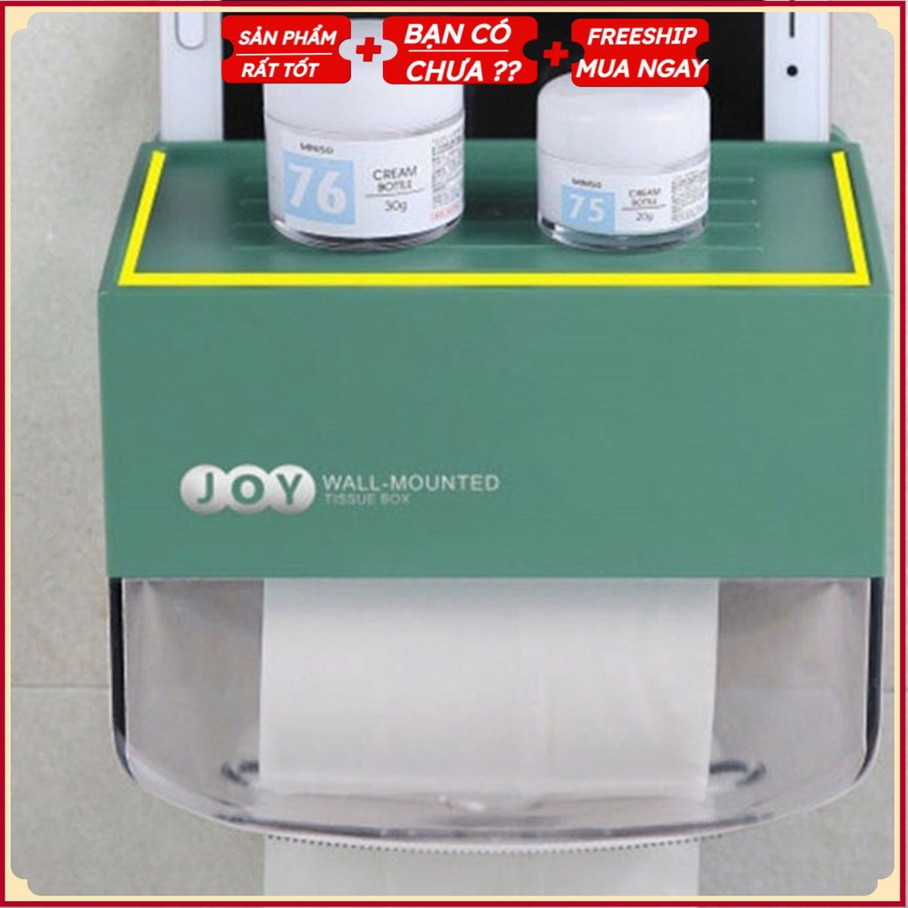 Hộp đựng để giấy vệ sinh JOY thiết kế dán treo tường để đồ phòng tắm 2 ngăn thông minh - #HOPDUNGGIAYVESINH