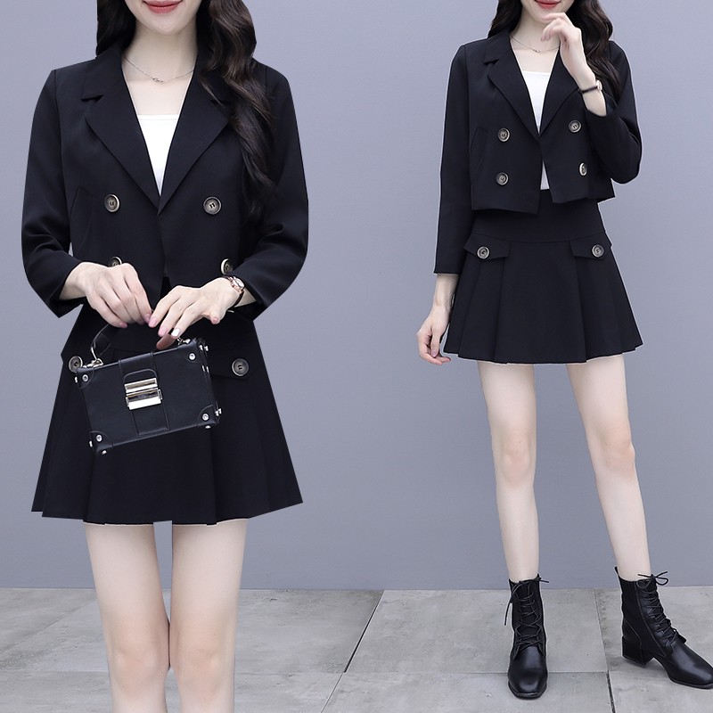 ☌❃com lê chuyên nghiệp mùa xuân và thu năm 2021 new style tây suit ngắn váy kiểu dáng thơm nhỏ hai mảnh