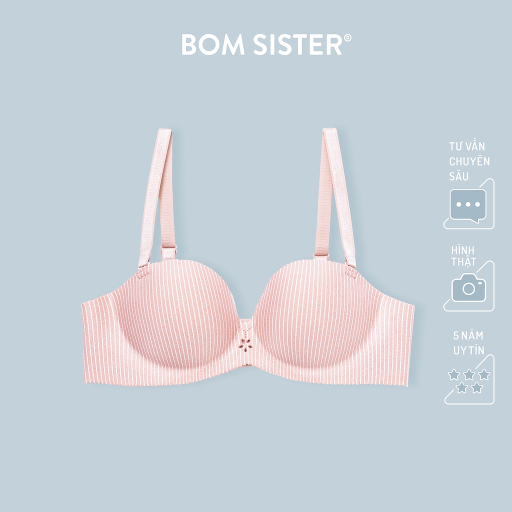 Áo Lót Mút Mỏng Cúp Ngang Su Đúc Hoạ Tiết Sọc Thoải Mái Nâng Ngực Tự Nhiên BOM SISTER A953C