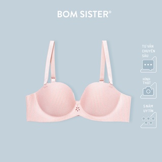 Áo lót mút mỏng cúp ngang su đúc hoạ tiết sọc thoải mái nâng ngực tự nhiên BOM SISTER A993