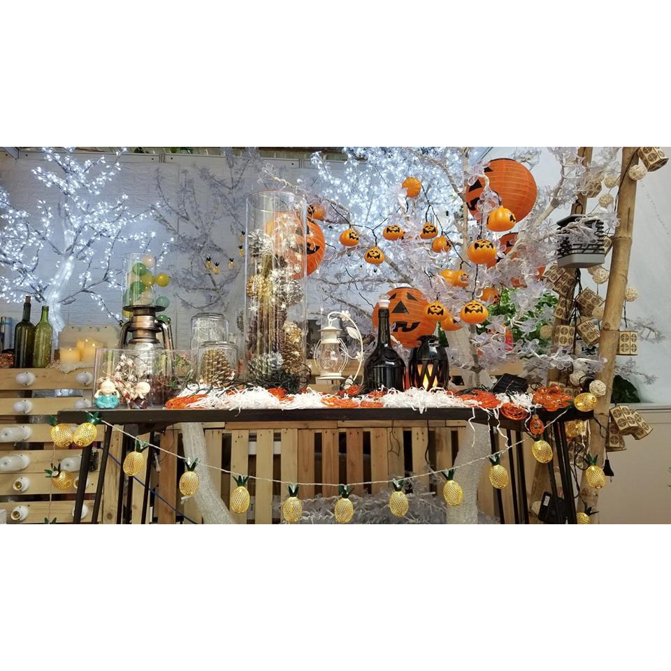 Dây đèn led bí ngô dùng năng lượng mặt trời trang trí Halloween GIVASOLAR GV-PHSL-3