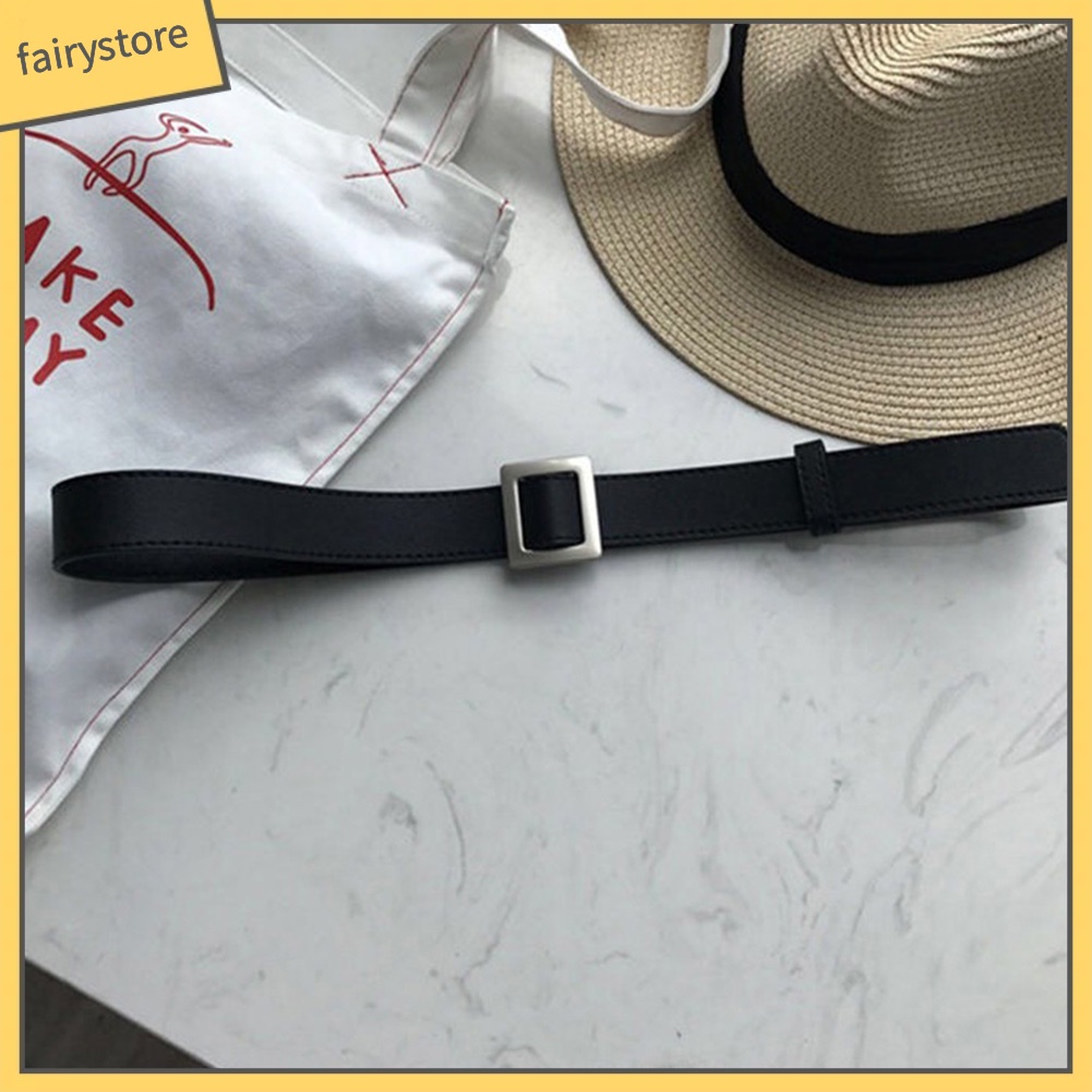 Thắt Lưng Giả Da Phối Khoá Kim Loại Độc Đáo Cho Nữ