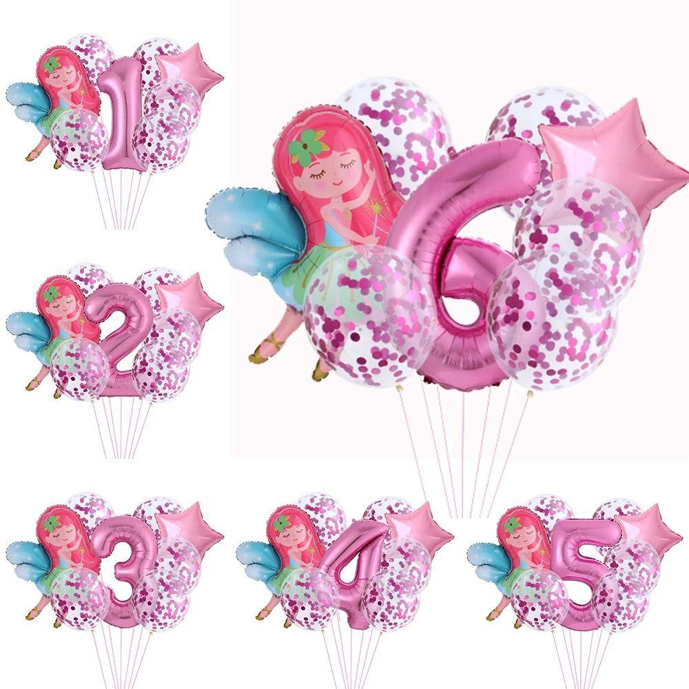 Bộ 8 Bong Bóng Hình Công Chúa Bằng Nhôm|Đồ Chơi Bơm Hơi Đính Sequin Lấp Lánh Dùng Trang Trí Nhà Cửa / Tiệc Tùng