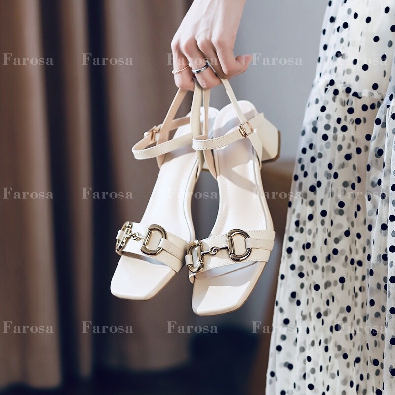 Dép sandal nữ đế vuông quai xích ngang siêu hót trend S13