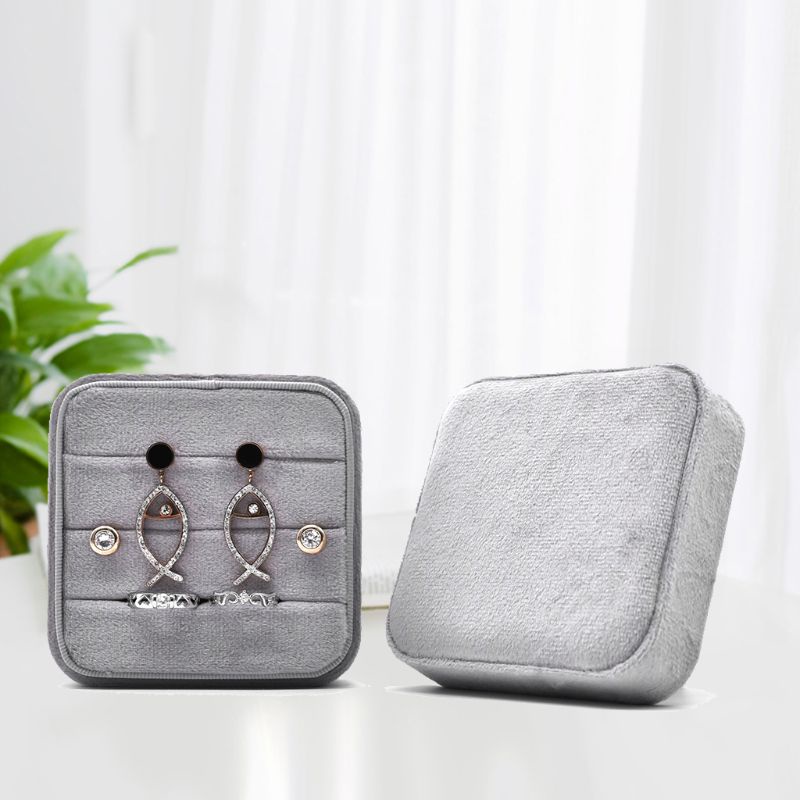 Flgo Hộp Đựng Trang Sức Cưới Hình Vuông Bằng Nhung Đính Kim Cương Giả Dành Cho Bạn Nữ