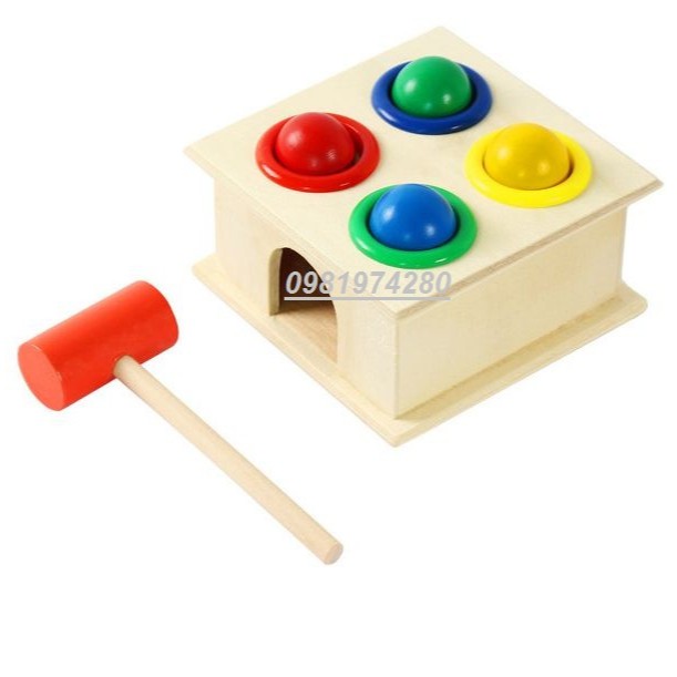 Đồ Chơi Hộp Đập Bóng Nhiều Màu Sắc Vui Nhộn Bằng Gỗ