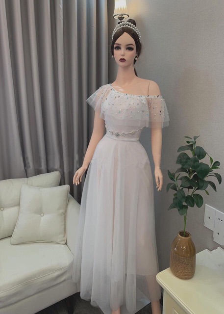 Đầm dự tiệc kết cườm tròn mặc được 2 kiểu TRIPBLE T DRESS - size M/L (kèm ảnh thật) MS33Y