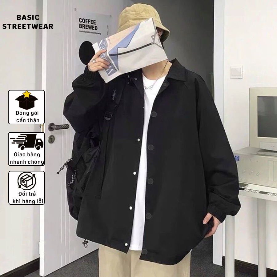 Áo Khoác Jacket Trơn Chất Dù Cao Cấp Form Rộng Unisex Nam Nữ Basic Streetwear. AJK01