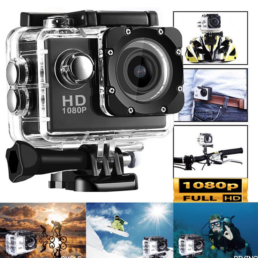 Camera hành trình dân phượt Sports A8 HD 1080 gắn mũ bảo hiểm, xe máy, xe hơi - Camera thể thao A9 4K có chống nước