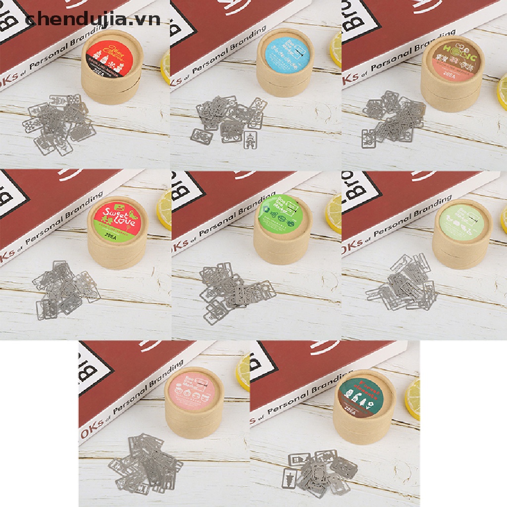 Set 20 Kẹp Đánh Dấu Trang Sách Mini Bằng Kim Loại Mạ Bạc Họa Tiết Hoạt Hình