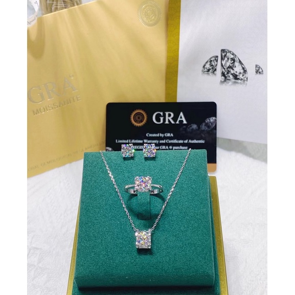 Bộ Trang Sức Mạ Bạc 925 Đính Đá Moissanite Thời Trang