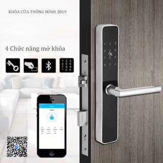 Khóa điện tử cửa nhôm xingfa - Khóa thẻ từ, Khóa mã số Khóa cơ- Kết nối Bluetooth - APP tiếng việt