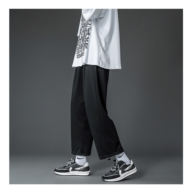 Quần jogger ống rộng bo chu rút gấu nam nữ màu đen xám Outfit unisex Năng Động QJ21Leafa