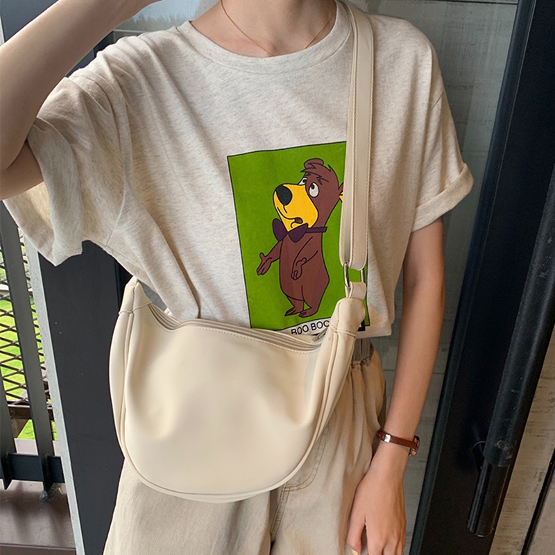 Túi đeo vai IELGY vải canvas hình bánh bao phong cách Nhật Bản thời trang cho nữ