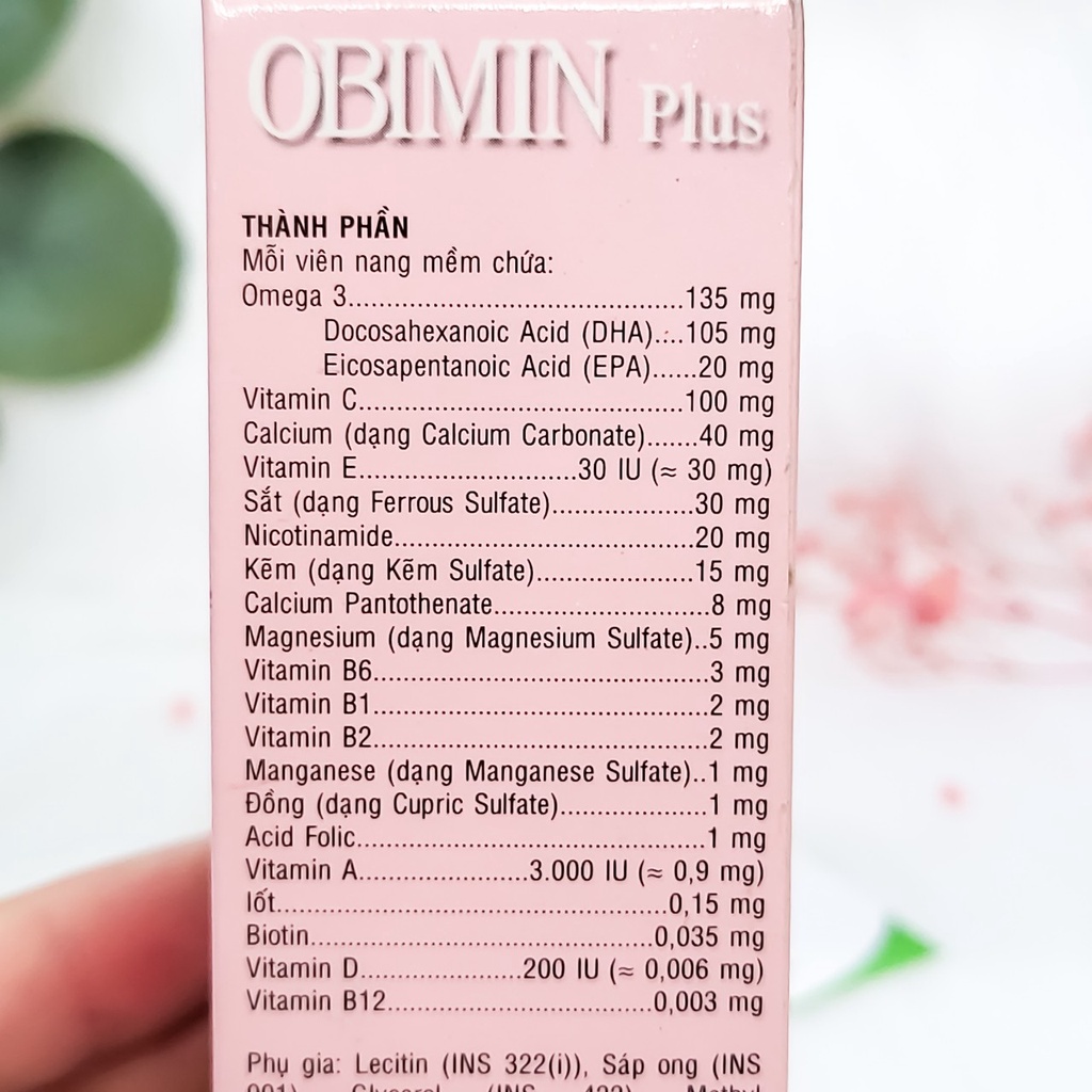 Obimin Plus Multivitamins Bổ Sung DHA &amp; EPA Cho Bà Bầu và Sau Sinh Hộp 30 viên