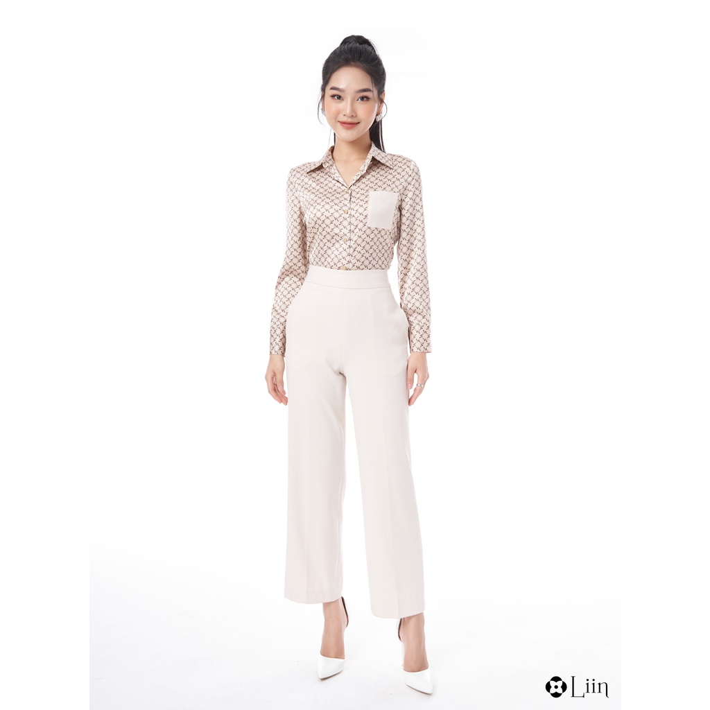 Áo sơ mi dài tay linbi họa tiết ziczac phối túi be form công sở trẻ trung, hiện đại liin clothing SM4044