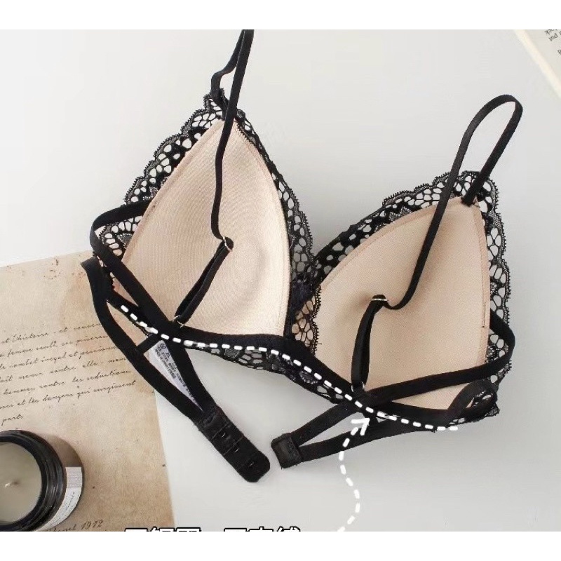Áo Bra Ren Đệm Mỏng Không Gọng Dây Chéo Lưng Gợi Cảm _ Áo Lót ren hoa cài sau Mặc nhà Thoải mái 3008