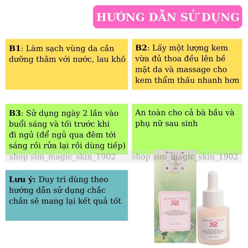 Serum thâm X2 Huyền Phi khử thâm nách thâm body thâm bẹn hiệu quả giúp da trắng sáng tự nhiên 20ml