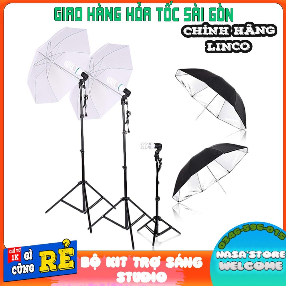 Bộ KIT studio chân đứng 2M chuôi đèn E27 hãng Linco siêu cứng xịn, chụp hình hỗ trợ ánh sáng.