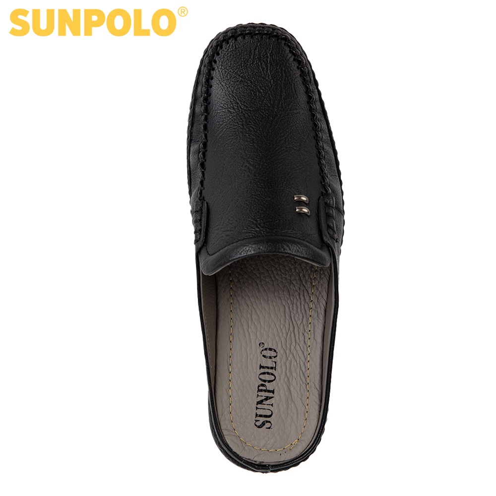 Giày sục dép nam Da bò cao cấp SUNPOLO đi làm công sở, đi chơi Màu Đen/Nâu - SUT322