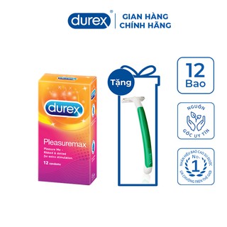 Bao cao su Durex Pleasuremax 12 cái + Tặng 1 dao cạo râu Schick