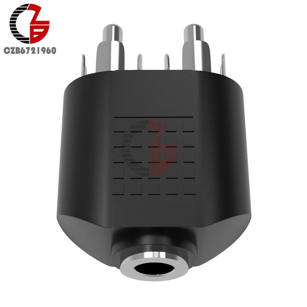 Silver 3.5mm Female to 2 RCA MALE Stereo Audio Adapter Connector Convertor Sound Voice Jack Socket Plug | BigBuy360 - bigbuy360.vn