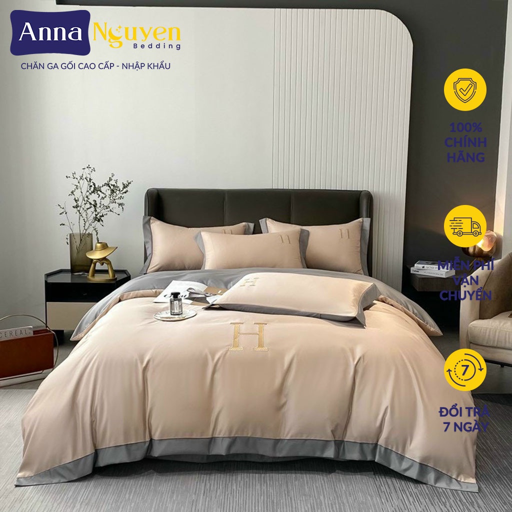 Bộ Chăn Ga Gối Đệm Lụa Thái Drap Giường Phi Bóng Cao Cấp Bo Chun Drap - Anna Nguyen Bedding