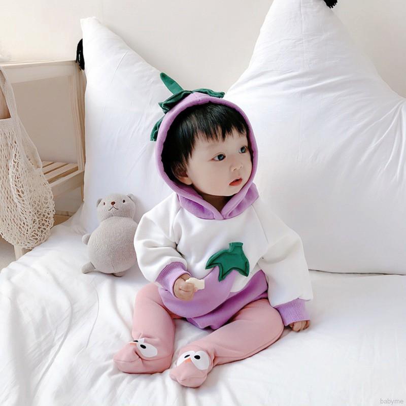 Áo Liền Quần Dài Tay Có Mũ Đáng Yêu Cho Bé