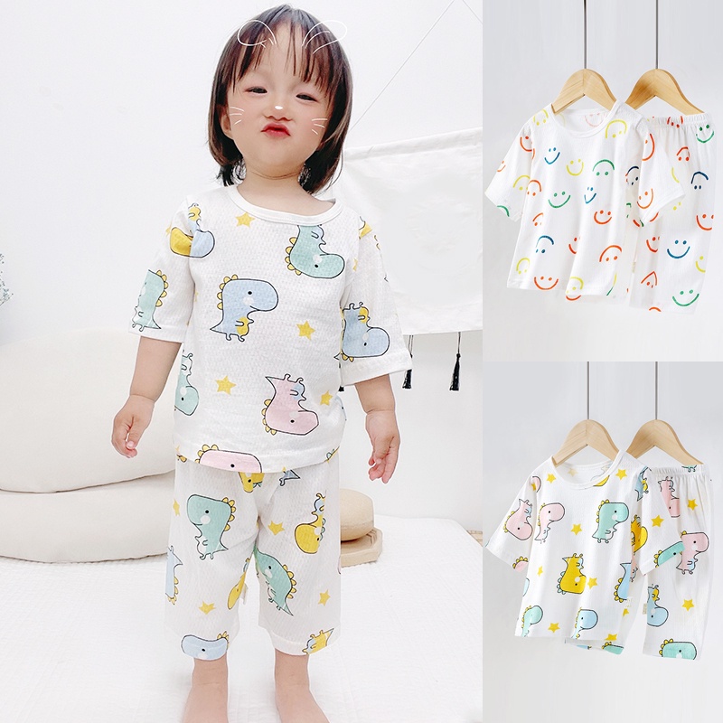 Set Đồ Mùa Hè 7 Món Gồm Áo Tay Lưới Và Quần Dài Thoáng Khí Cho Bé