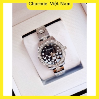Đồng Hồ Nữ Dây Kim Loại Thương Hiệu Charmie' CDHS01D-BA Mặt Đen Dây Màu Bạc