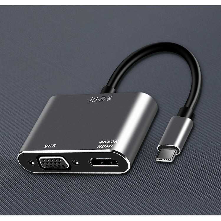 Hub Usb Type-c ra HDMI và VGA cho Macbook, Dell XPS, HP - Jinghua Z321