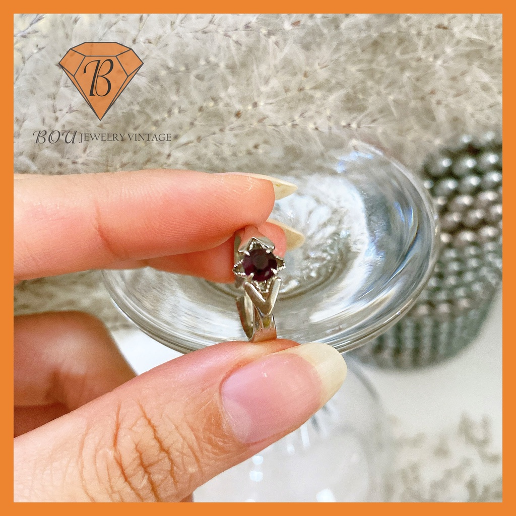 NHẪN ĐÍNH ĐÁ SECONDHAND TRANG SỨC SI NHẬT BẢN BOU JEWELRY VINTAGE MÃ N040