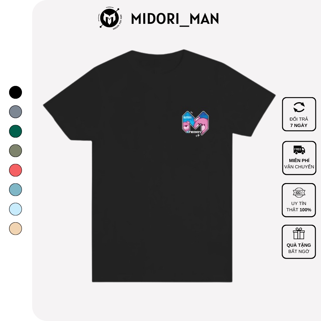 Áo thun form rộng tay lỡ unisex phông Nam Nữ Gấu Teddy MDR Local Brand Midori For Man