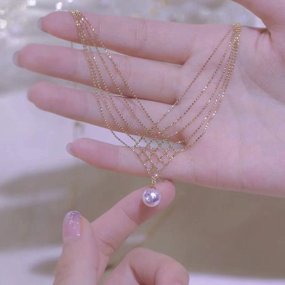 Dây Chuyền Nhiều Lớp Đính Hạt Phong Cách Hàn Quốc Cổ Điển Thời Trang