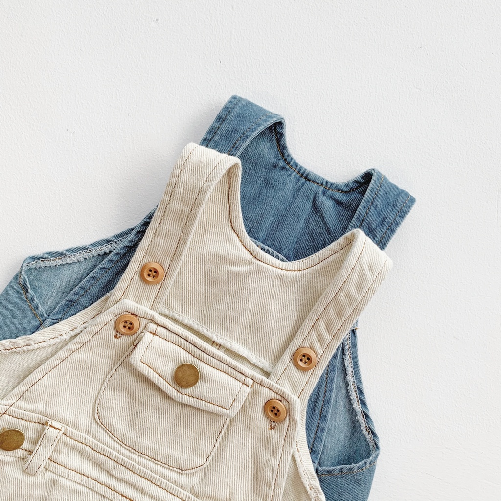 Set áo liền quần denim kèm mũ thời trang dễ thương cho trẻ sơ sinh