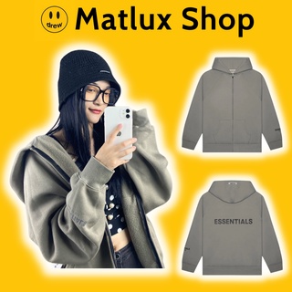 Áo hoodie zip FEAR OF GOD FOG ESSENTIALS SS20 Charcoal cao cấp, Áo khoác nỉ kéo khóa ESSENTIALS in chữ silicon oversize