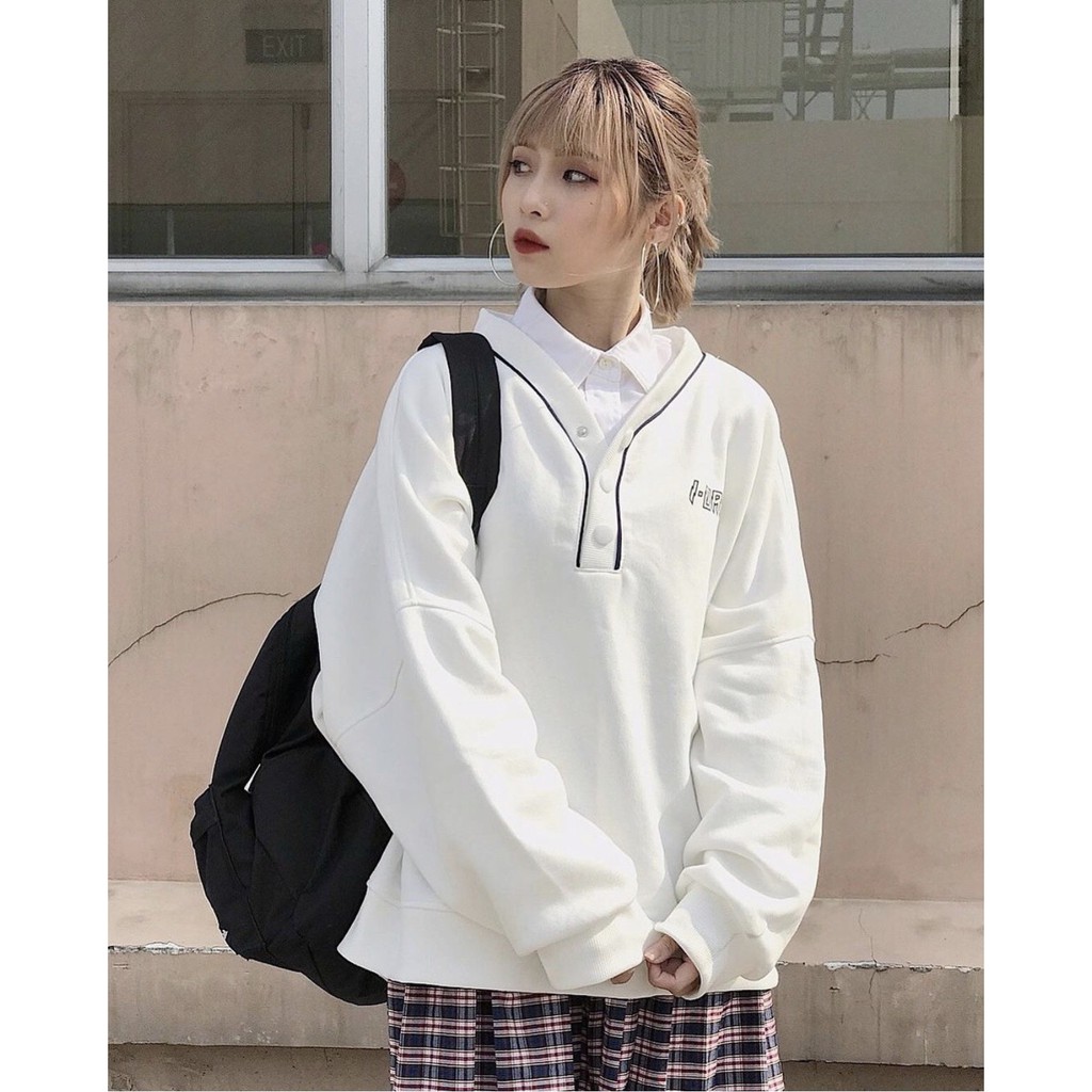 Áo Sweater VIỀN CỔ 1--OAK Ulzzang Unisex 1hitshop