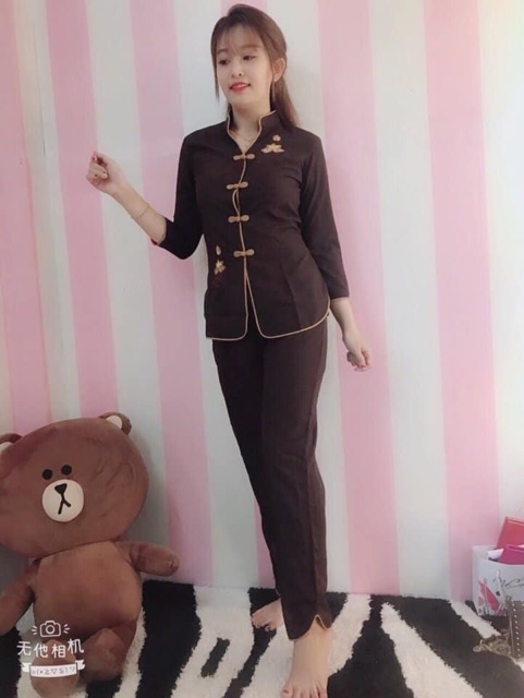 Đồ đi chùa truyền thống, mẫu sẫm tàu vải kate không co dãn, tay lỡ, đủ size từ 45 đến 65 ký, hàng chuẩn nhiều màu sắc