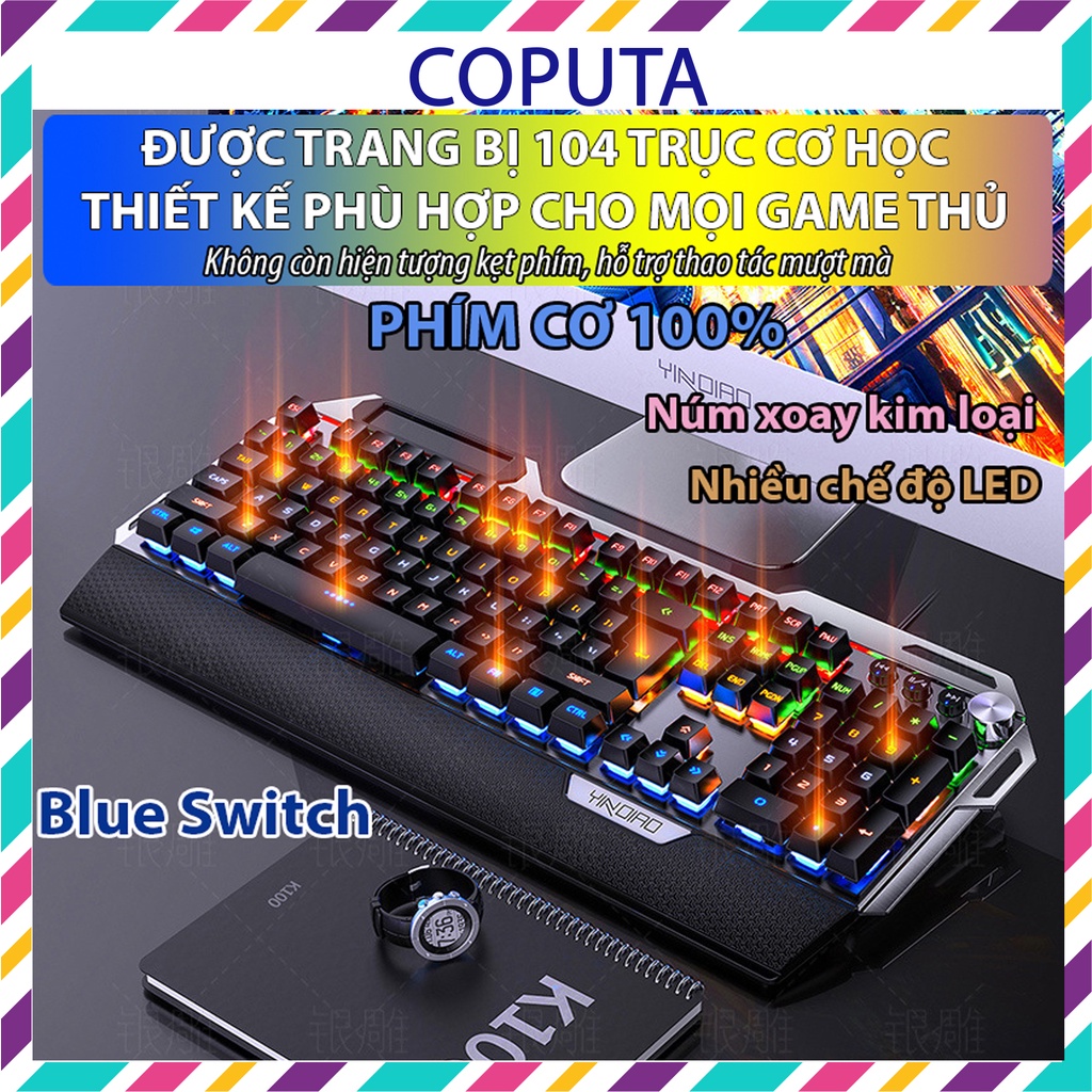 Bàn phím cơ Coputa Bàn phím máy tính Gaming có dây full LED RGB K100